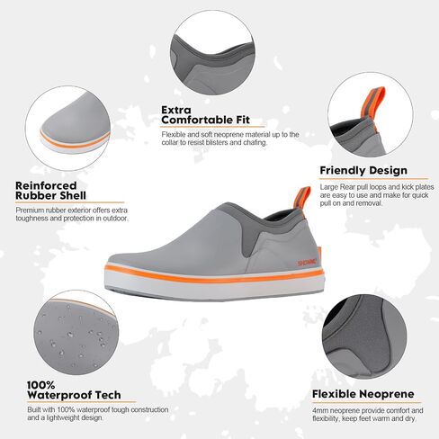 Deck Shoes for Men Waterproof Garden Shoes Slip-on Rain Shoes Breathable Ruber Fishing Shoes for Outdoor Mud Walking in Saudi Arabia