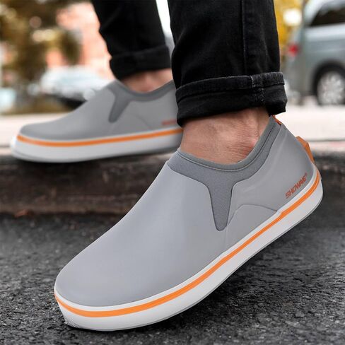 Deck Shoes for Men Waterproof Garden Shoes Slip-on Rain Shoes Breathable Ruber Fishing Shoes for Outdoor Mud Walking in Saudi Arabia