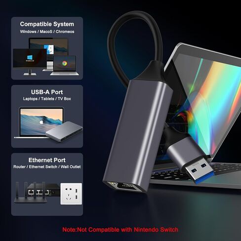 محول USB إلى إيثرنت، محول شبكة LAN سلكية USB 3.0 إلى جيجابت إيثرنت، محول إنترنت إيثرنت RJ45 بسرعة 10/100/1000 ميجابت في الثانية لأجهزة MacBook وSurface وأجهزة الكمبيوتر المحمول التي تعمل بنظام التشغيل Windows وXP وmacOS وLinux وVista in Kuwait