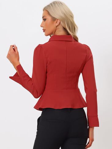 سترة Allegra K Peplum للنساء بياقة بيتر بان وحاشية مكشكشة أنيقة للعمل المكتبي in Kuwait