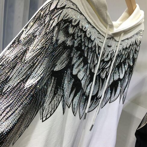 Hollir Tiger Oversized Hoodie for Women Rhinestone Graphic Y2k Pullover Sweatshirt Long Sleeve Tops Streetwear in Kuwait