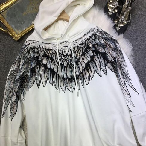 Hollir Tiger Oversized Hoodie for Women Rhinestone Graphic Y2k Pullover Sweatshirt Long Sleeve Tops Streetwear in Kuwait