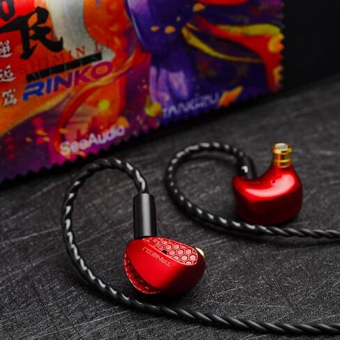 شاشة HiFiGo TANGZU X SeeAudio Shimin Li 10 مم داخل الأذن للسائق الديناميكي، إصدار Encounter 1DD N52 Magnet IEMs داخل الأذن مع تجويف مزدوج كربون نانو (أحمر) in Kuwait