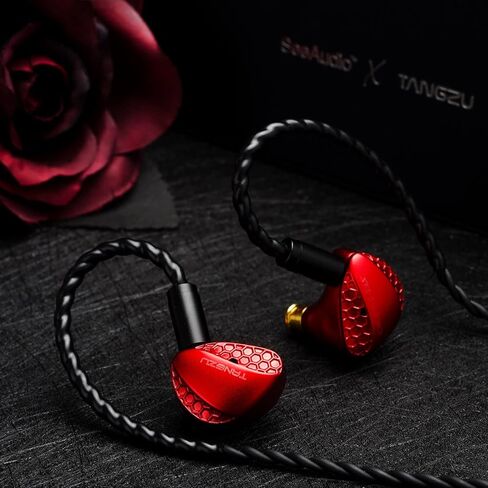 شاشة HiFiGo TANGZU X SeeAudio Shimin Li 10 مم داخل الأذن للسائق الديناميكي، إصدار Encounter 1DD N52 Magnet IEMs داخل الأذن مع تجويف مزدوج كربون نانو (أحمر) in Kuwait