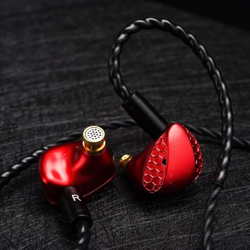 شاشة HiFiGo TANGZU X SeeAudio Shimin Li 10 مم داخل الأذن للسائق الديناميكي، إصدار Encounter 1DD N52 Magnet IEMs داخل الأذن مع تجويف مزدوج كربون نانو (أحمر) in Kuwait