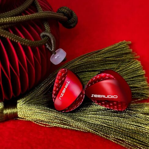 شاشة HiFiGo TANGZU X SeeAudio Shimin Li 10 مم داخل الأذن للسائق الديناميكي، إصدار Encounter 1DD N52 Magnet IEMs داخل الأذن مع تجويف مزدوج كربون نانو (أحمر) in Kuwait