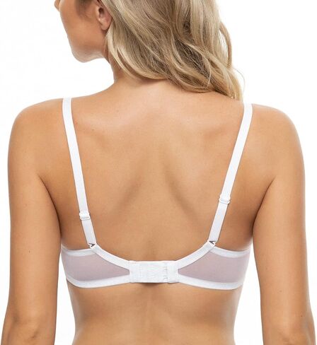 Deyllo Women's Sexy Lace Bra Non-Padded Underwire See Through Unlined Bra Mesh Sheer Plunge Low Cut Bralettes in Saudi Arabia