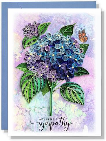 Blue Hydrangea Floral Sympathy Birthday Get Well Love Friend Boss Mom Daughter Girl Grandma Quilling Card, 5in x 7in in Saudi Arabia