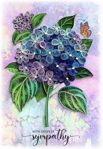 Blue Hydrangea Floral Sympathy Birthday Get Well Love Friend Boss Mom Daughter Girl Grandma Quilling Card, 5in x 7in in Saudi Arabia