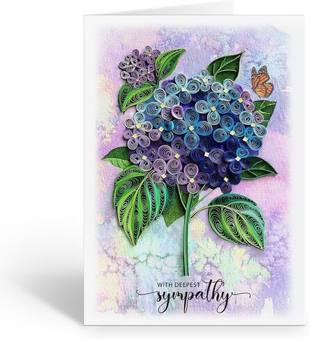 Blue Hydrangea Floral Sympathy Birthday Get Well Love Friend Boss Mom Daughter Girl Grandma Quilling Card, 5in x 7in in Saudi Arabia