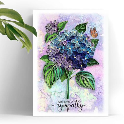 Blue Hydrangea Floral Sympathy Birthday Get Well Love Friend Boss Mom Daughter Girl Grandma Quilling Card, 5in x 7in in Saudi Arabia