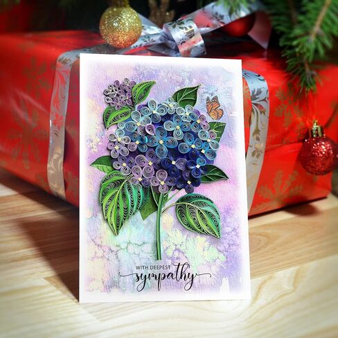 Blue Hydrangea Floral Sympathy Birthday Get Well Love Friend Boss Mom Daughter Girl Grandma Quilling Card, 5in x 7in in Saudi Arabia