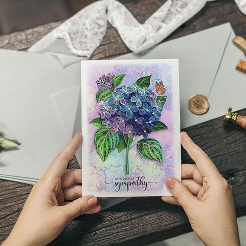 Blue Hydrangea Floral Sympathy Birthday Get Well Love Friend Boss Mom Daughter Girl Grandma Quilling Card, 5in x 7in in Saudi Arabia
