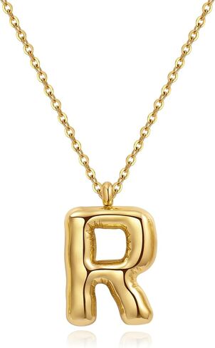 YeGieonr Initial Necklaces for Women, Dainty Gold Necklace with Bubble Letter, Stainless Steel Necklace with 18k Gold Plated, Jewelry Gifts for Women, Valentine’s Day in Saudi Arabia