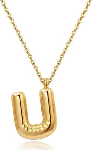 YeGieonr Initial Necklaces for Women, Dainty Gold Necklace with Bubble Letter, Stainless Steel Necklace with 18k Gold Plated, Jewelry Gifts for Women, Valentine’s Day in Saudi Arabia