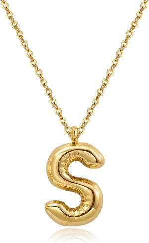 YeGieonr Initial Necklaces for Women, Dainty Gold Necklace with Bubble Letter, Stainless Steel Necklace with 18k Gold Plated, Jewelry Gifts for Women, Valentine’s Day in Saudi Arabia