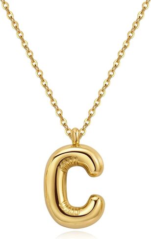 YeGieonr Initial Necklaces for Women, Dainty Gold Necklace with Bubble Letter, Stainless Steel Necklace with 18k Gold Plated, Jewelry Gifts for Women, Valentine’s Day in Saudi Arabia