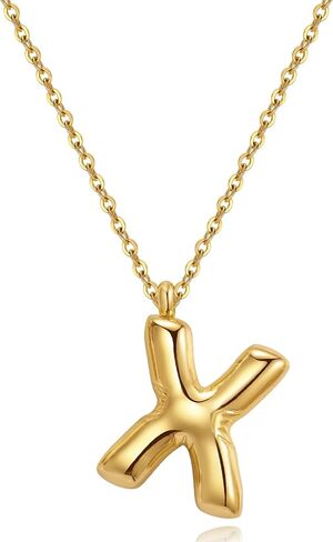 YeGieonr Initial Necklaces for Women, Dainty Gold Necklace with Bubble Letter, Stainless Steel Necklace with 18k Gold Plated, Jewelry Gifts for Women, Valentine’s Day in Saudi Arabia
