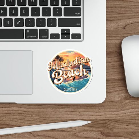 Manhattan Beach California Sticker Adventure Souvenir Decal Vinyl Small Waterproof for Water Bottle Mug Passport Book Scrapbook Notebook Laptop Tumbler Skateboard Computer Phone Size 4" Funny Gift in Saudi Arabia