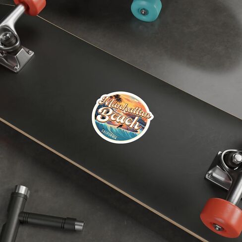 Manhattan Beach California Sticker Adventure Souvenir Decal Vinyl Small Waterproof for Water Bottle Mug Passport Book Scrapbook Notebook Laptop Tumbler Skateboard Computer Phone Size 4" Funny Gift in Saudi Arabia