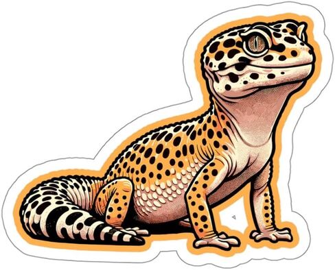 Leopard Gecko Sticker Window Vintage Decal Vinyl Small Waterproof for Water Bottle Mug Passport Book Scrapbook Notebook Laptop Tumbler Skateboard Computer Phone Size 4" Funny Gift in Saudi Arabia