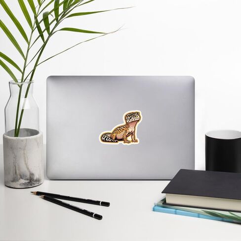 Leopard Gecko Sticker Window Vintage Decal Vinyl Small Waterproof for Water Bottle Mug Passport Book Scrapbook Notebook Laptop Tumbler Skateboard Computer Phone Size 4" Funny Gift in Saudi Arabia