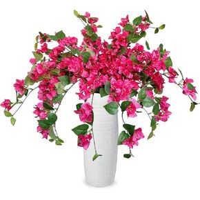 Pack of 16 Artificial Bougainvillea Silk Vines Hanging Flower Stems for Wedding & Home Decoration, Flower Garland and Garden DIY Decor - 30.5 inch (Fuchsia)