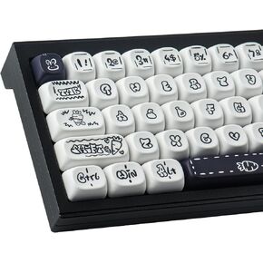 PBT Keycaps - MOA Keycaps, Cute Keycaps for Mechanical Keyboard, 130 Keys, Dye-Sublimation Custom Keyboard Keycap Set for 61/64/68/84/87/100/104/108 Cherry MX Mechanical Keyboard, Carrot Rabbit