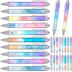 20pcs Rainbow Ombre Glitter Beach Ballpoint Pens Teachers Appreciation Pen Ocean Lovers Gift Inspired Gifts for Student Teacher Black Ink Gel Pens Office Supplies Back to School Gifts