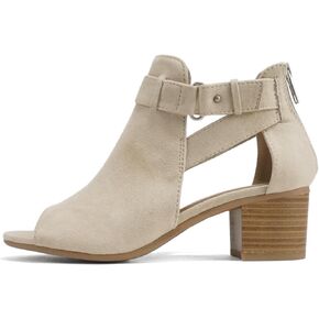 CITYCLASSIFIED Invest ~ Women's Cutout Side Strap Mid Black Chunky Heel Fashion Ankle Bootie
