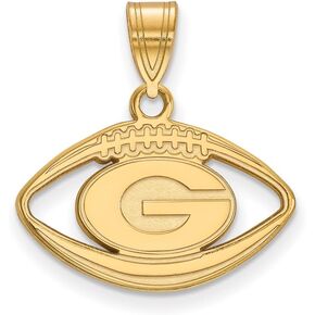 Sterling Silver w/GP LogoArt University of Georgia Pendant in Football