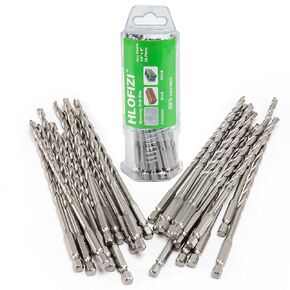 1/4" x 6" Masonry Drill Bits 1/4 inch Concrete Drill Bits Carbide Tipped Hammer Drill Bit, for Cement, Brick, Stone, 25 Pack, Hex Shank