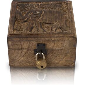 Great Birthday Gifts Handmade Decorative Wooden Jewelry Box With Free Lock & Key Keepsake Box Jewelry Organizer Treasure Chest Trinket Holder Watch Box Storage Lock Box 4 x 4 Inches