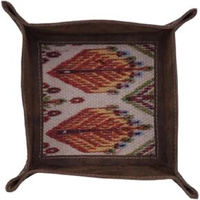 Leather Tray Organizer - Catchall Valet Tray for Men & Women, Aztec-Inspired Design in Bright Colors, Catch All Trays for Jewelry, Keys, Wedding, Teacher Gifts, Sister, Mom, Friend, JH-1628