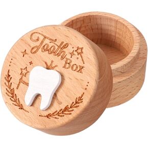 Tooth Holder Box, Wooden Tooth Box Tooth Fariy Cute 3D Teeth Storage Box Tooth Trays Dental Keepsake Box for Boys and Girls Birthday