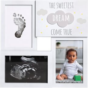 Kate & Milo Baby Handprint or Footprint Keepsake Frame, Babyprints Collage Frame For Baby Girl or Baby Boy, Gender-Neutral Newborn Nursery Décor, Baby Picture Frame, Sweetest Dream