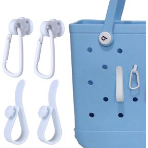 4Pcs Key Holder Set Charms for Bogg Bag,Insert Carabiners & Keychain Holders for Small & Large Beach Bags,Find Your Keys Quickly(White)