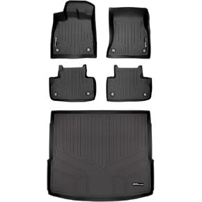 SMARTLINER Custom Fit Floor Mats 2 Rows and Cargo Liner Behind 2nd Row Set Black Compatible with 2018-2022 Audi Q5 / SQ5 (Only Fits Non-Hybrid Models)