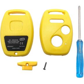 Replacement Key Fob Cover Case Fit for Honda 2003-2012 Accord 2006-2013 Civic EX 2009-2015 Pilot 2005-2006 CR-V Ridgeline Odyssey Key Fob Shell Accessories No Cutting Blade (2+1, Yellow)