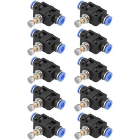10 Pcs/Set Pneumatic Flow Speed Valve, Push In Speed Controller 6mm Pneumatic Air Flow Control Valve Connector, Pneumatic Quick Fittings