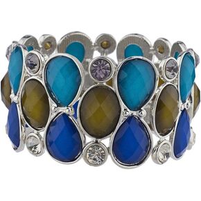 LUX ACCESSORIES Crystal Teardrop Shimmer Stone Stretch Bracelet