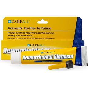 CareAll مرهم البواسير 2.0 أوقية مع قضيب. يساعد على تخفيف الحرق والحكة والانزعاج المرتبط بأنسجة البواسير الملتهبة. خالٍ من الصبغات والفثالات والعطور