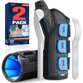 FEATOL 2 Pack Wrist Brace with Thumb Spica Splint for De Quervain's Tenosynovitis, Carpal Tunnel, Tendonitis, Arthritis-Thumb Brace for Pain Relief-Thumb Support for Left And Right Hand-Small/Medium