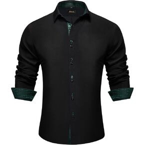 DiBanGu Mens Casual Shirt Long Sleeve Button Down Dress Shirt Regular Fit Collar Pin