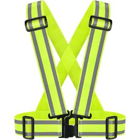 High Visibility straps |Safety Vest |Adjustable & Elastic | Reflective Running Gear for Jogging,Walking,Cycling,Construction Workers,Motorcycle,Men,Women (XXL)