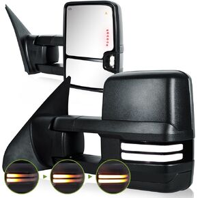 Towing Mirrors for 2007-2018 Tundra Switchback Turn Signal Light Running Light BSM Heated Power Glass Tow Mirrors Set