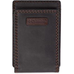 Columbia Men's Leather Front Pocket Wallet Card Holder for Travel