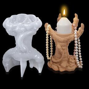Zayookey Ghost Hand Epoxy Resin Mold Candle Holder Resin Casting Mold Demon Hand Tealight Holder Silicone Mold Gothic Devil Claw Mould for DIY Ring Holder Candlestick