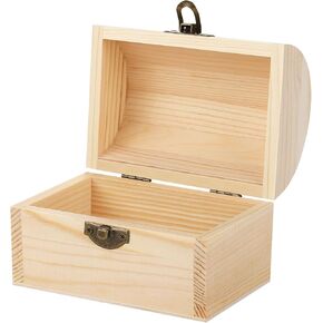 Aodaer 4 Pieces Unfinished Wood Treasure Chest Decorative Pine Wood Box with Hinged Lid and Locking Clasp Plain Decorate Wooden Boxes for Art Hobbies DIY Jewelry Gift Storage