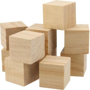 KEILEOHO 10 PCS 2.5 Inch Wooden Blocks, Unfinished Wooden Cubes, Solid Blank Square Blocks for Crafts, Painting, Puzzle Making, Decorating, DIY Projects